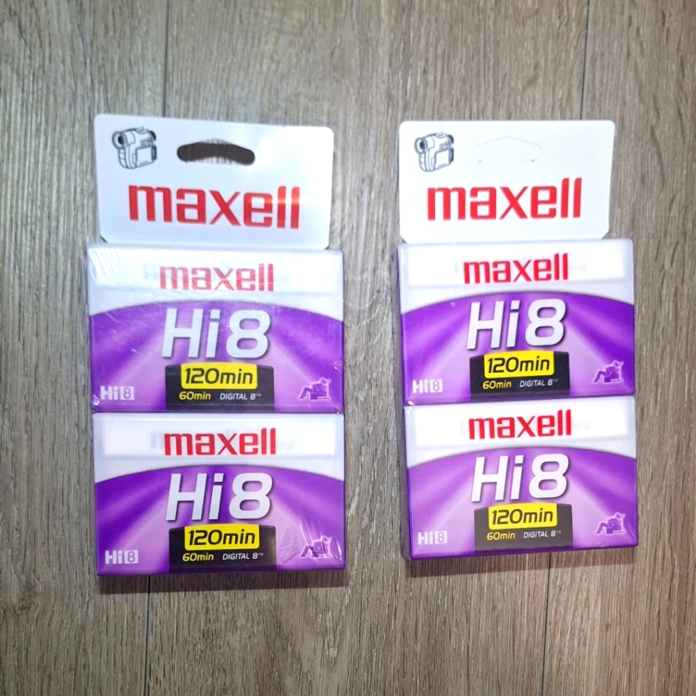 New Maxell P6- 120 Hi 8 Video Tapes 2 Pack Never Opened 4 Tapes -2 Pkg